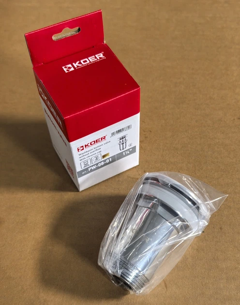 Донный клапан для раковины Koer PW-08-01 1 1/4'' без перелива автоматический СLICK-СLACK (Цвет хром - Фото 5 Донный клапан для раковины Koer PW-08-01 1 1/4'' без перелива автоматический СLICK-СLACK (Цвет хром - изображение 5