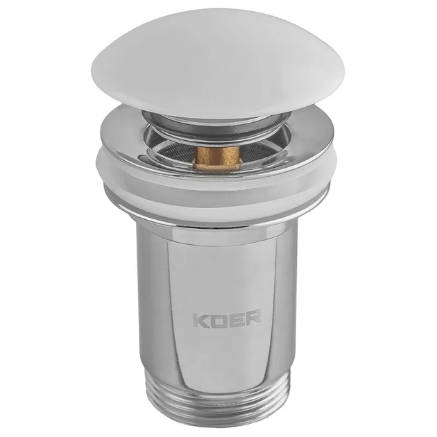 Донный клапан для раковины Koer PW-08-11 1 1/4'' без перелива автоматический СLICK-СLACK (Белая руля - Фото 1 Донный клапан для раковины Koer PW-08-11 1 1/4'' без перелива автоматический СLICK-СLACK (Белая руля - изображение 1