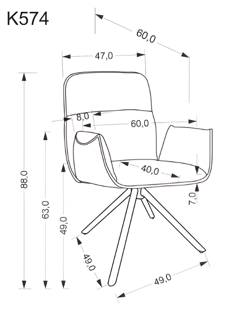 Krzesło Halmar K574 ciemno beżowe (5905248134935) - obraz 5