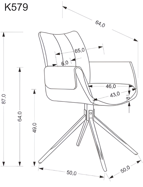 Krzesło Halmar K579 popielate (5905248135499) - obraz 4