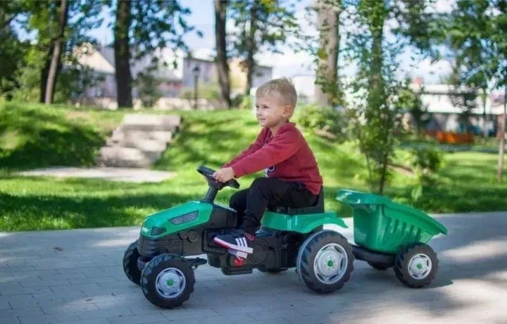 Трактор дитячий на педалях з причепом PILSAN Active Tractor 07-316 зелений - зображення 6