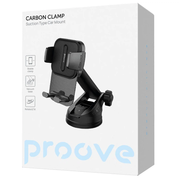 Автомобільний тримач Proove Carbon Clamp Suction Type Car Mount black - зображення 5