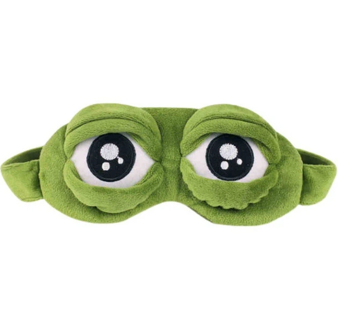 Маска для сна Frog Ice Eye Mask плюшевая, зеленая MA689 - Фото 1 Маска для сна Frog Ice Eye Mask плюшевая, зеленая MA689 - изображение 1