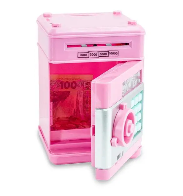 Копилка сейф, детский банкомат с кодовым замком NUMBER BANK розовый MA229pink - Фото 3 Копилка сейф, детский банкомат с кодовым замком NUMBER BANK розовый MA229pink - изображение 3