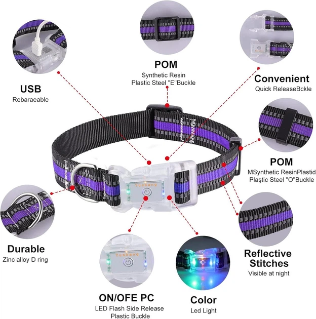 Світящийся нашийник для собак LED (USB), Водонепроникний IP68, Multi-Colour, S - Фото 7 Світящийся нашийник для собак LED (USB), Водонепроникний IP68, Multi-Colour, S - зображення 7