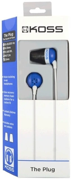 Навушники In-Ear Koss 196544.101 The Plug Noise Isolating, 3.5 mini-jack, Блакитний - Фото 5 Навушники In-Ear Koss 196544.101 The Plug Noise Isolating, 3.5 mini-jack, Блакитний - зображення 5