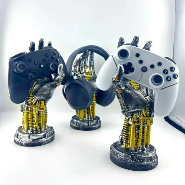 Настольный 3D держатель для контроллера-джойстика PlayStation 5, PS4, Xbox Series X/S, Switch Pro, Наушников в стиле киберпанк - изображение 2