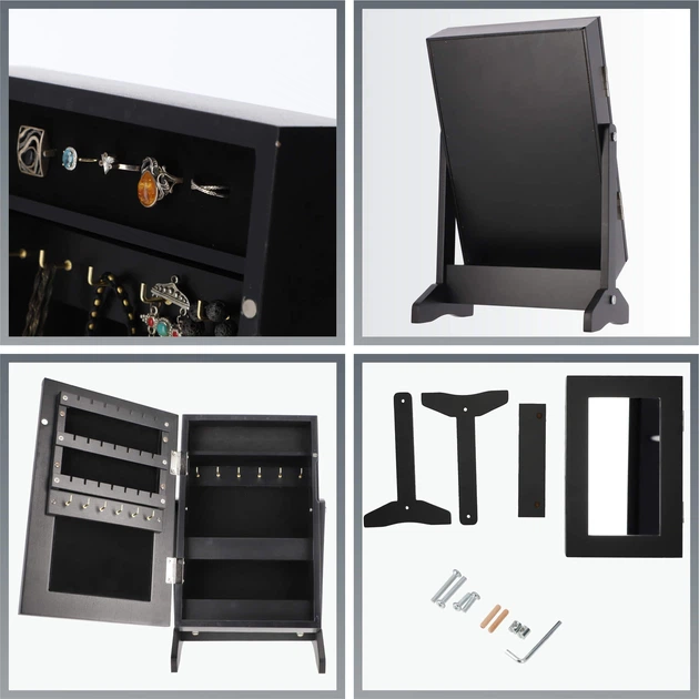 Туалетний столик Kadax Trullo дзеркало та шафа для прикрас K2915 PHO8072 Чорний (5903699419304) - зображення 3