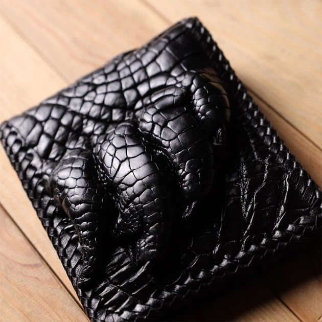 Портмоне CROCODILE LEATHER bg180fash04 из натуральной кожи крокодила Черное - изображение 14