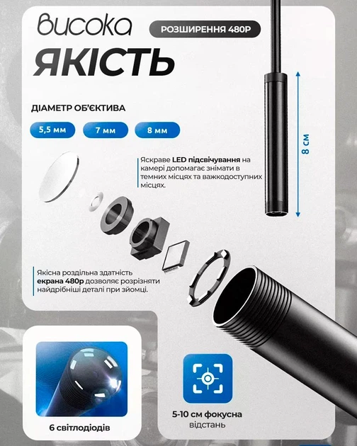 USB-эндоскоп для мобильного телефона 2 метра - изображение 4