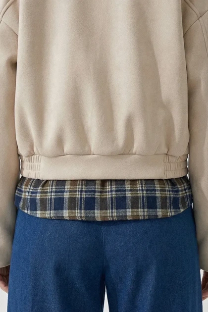 Замшевый бомбер XXL-3XL. Светлый беж - Фото 4 Замшевый бомбер XXL-3XL. Светлый беж - изображение 4