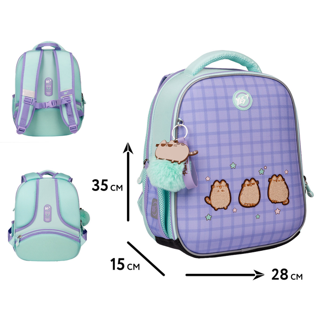 Рюкзак школьный каркасный YES H-100 Pusheen the Cat 559850 сиреневый (с котиком Пушин) - изображение 2