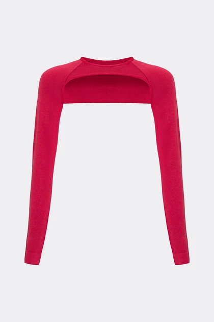 Женский кроп-лонгслив для многослойных образов Giulia FLEX SLEEVE S/M Bordo-winterberry, бесшовное болеро, из микрофибры - Фото 2 Женский кроп-лонгслив для многослойных образов Giulia FLEX SLEEVE S/M Bordo-winterberry, бесшовное болеро, из микрофибры - изображение 2