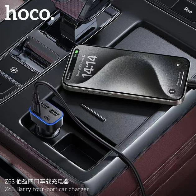 Автомобільний зарядний пристрій HOCO Z63 Barry four-port car charger Black (6942007666206) - изображение 8