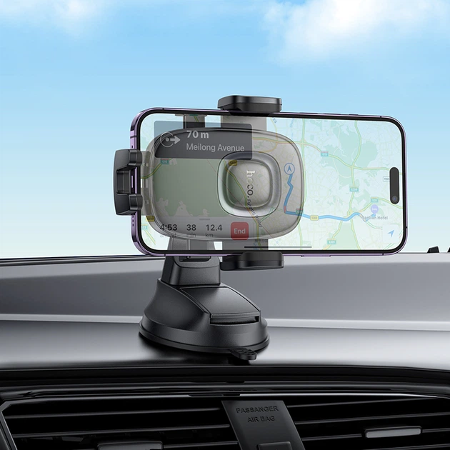 Автотримач для телефона HOCO H76 Crown one-button car holder (center console) Black Metal Gray - Фото 8 Автотримач для телефона HOCO H76 Crown one-button car holder (center console) Black Metal Gray - изображение 8