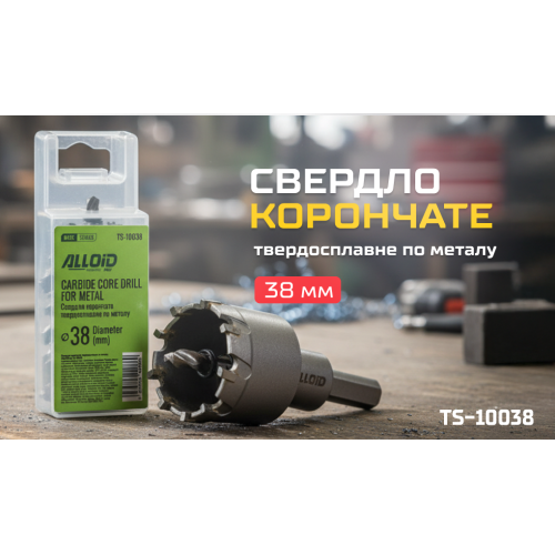 Корончатое твердосплавное сверло Alloid Base по металлу, 38 мм - Фото 6 Корончатое твердосплавное сверло Alloid Base по металлу, 38 мм - изображение 6