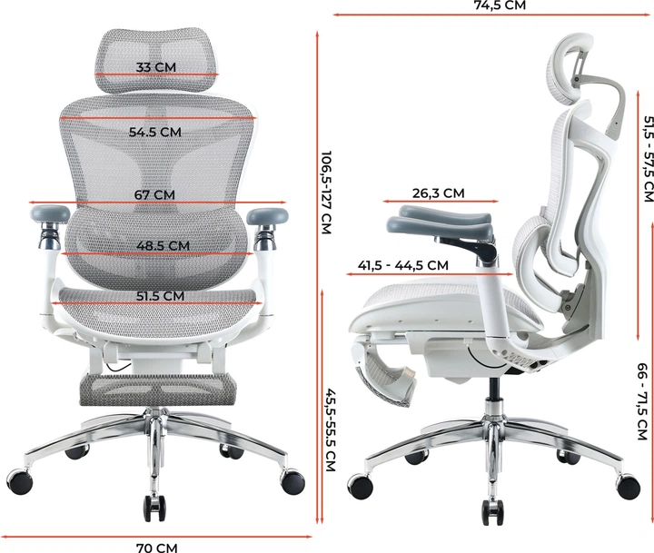 Fotel biurowy Sihoo DORO C300 Pro Mesh White (DORO-C300-PRO-M102-JT) - obraz 6
