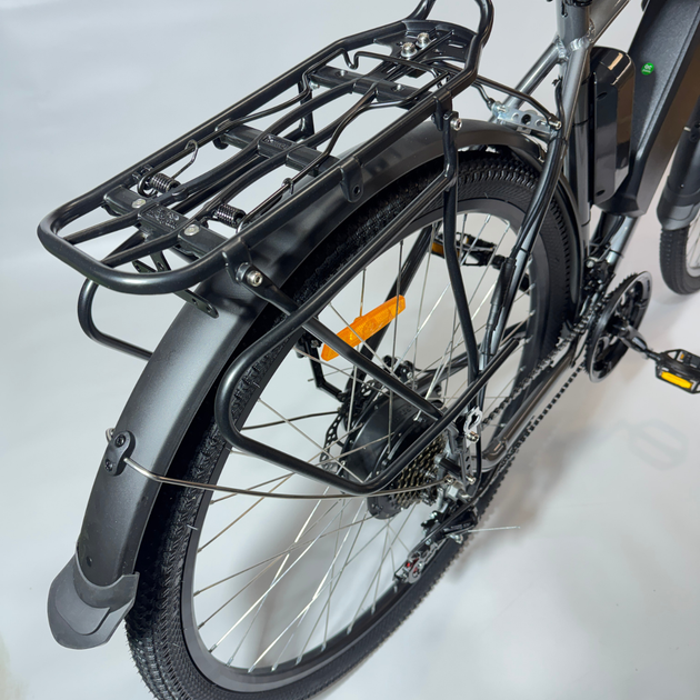 Велосипед з Е-комплектом з багажником 29" Cross Tracker grey 48 В 500Вт 24 Ah/ до 85 км запас ходу+дисплей Kunteng KT-TF01U - зображення 7