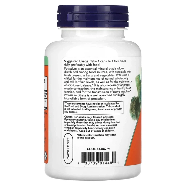 Цитрат калію Now Foods (Potassium Citrate) 99 мг 180 капсул (NOW-01448) - зображення 3