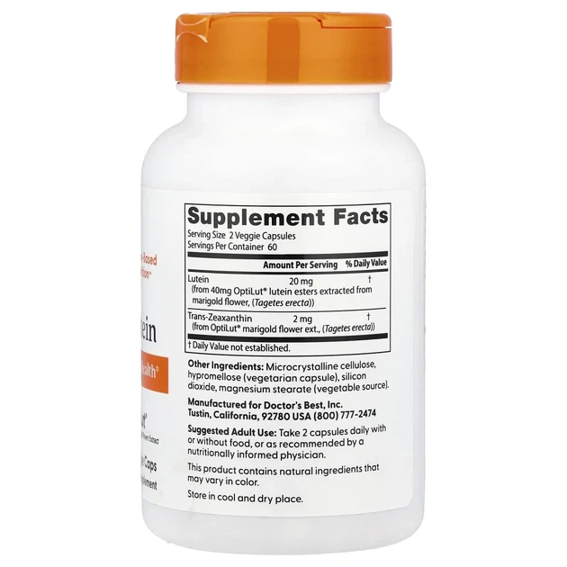 Лютеїн Doctor's Best (Lutein with OptiLut) 10 мг 120 капсул (DRB-00143) - зображення 2