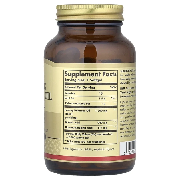 Олія вечірньої примулі Solgar (Evening Primrose oil) 1300 мг 60 капсул (SOL-01057) - зображення 2
