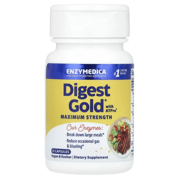 Ферменти для травлення Enzymedica (Digest Gold з ATPro) 21 капсула (ENZ-24150) - Фото 3 Ферменти для травлення Enzymedica (Digest Gold з ATPro) 21 капсула (ENZ-24150) - изображение 3