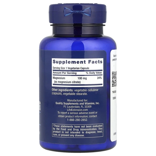Магній цитрат Life Extension (Magnesium Citrate) 100 мг 100 капсул (LEX-16821) - зображення 2