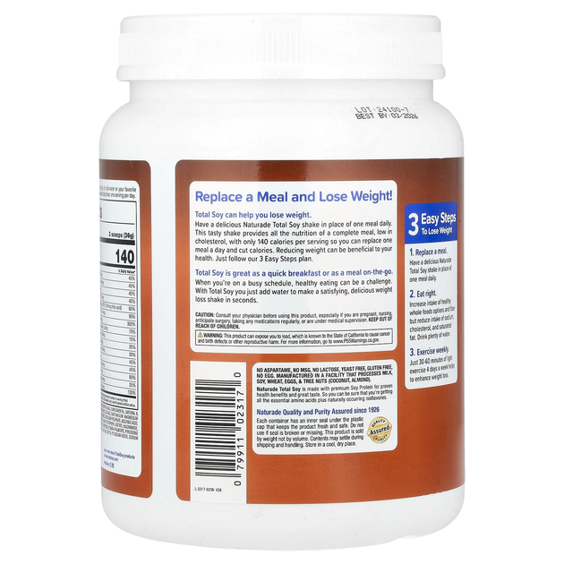 Коктейль для схуднення Naturade "Total Soy Weight Loss Shake" соєвий протеїн, шоколадний смак (540 г) - зображення 3