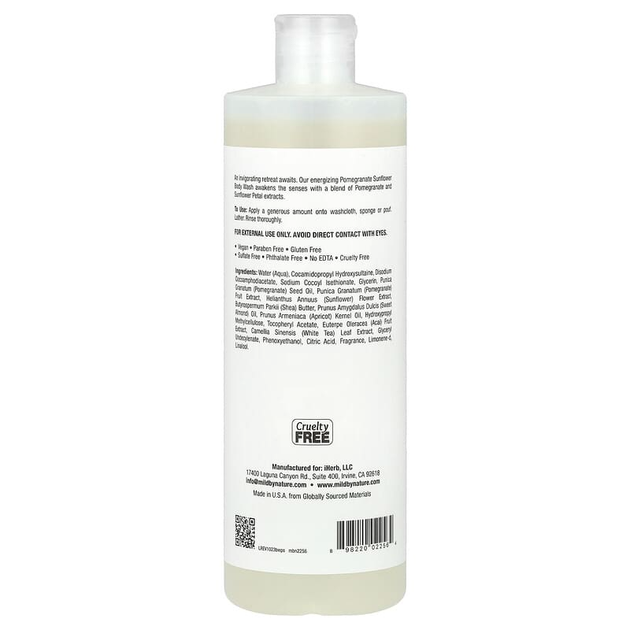 Гель для душу Mild By Nature, Nature's Gate "Body Wash" зволожуючий з гранатом та соняшником (473 мл) - зображення 2