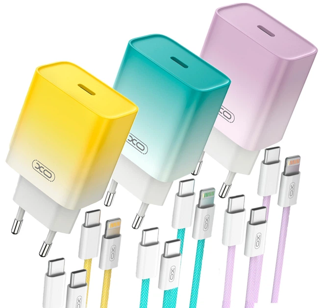 Мережевий зарядний пристрій XO CE18 1Type-C PD/QC 30 W Type-C to Lightning Жовтий - Фото 2 Мережевий зарядний пристрій XO CE18 1Type-C PD/QC 30 W Type-C to Lightning Жовтий - зображення 2