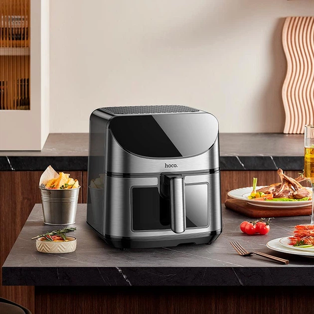 Аэрогриль Hoco air fryer with touch screen and window HE21 |1700W, 8L| Black - изображение 8