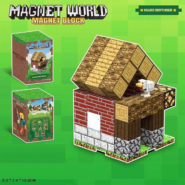 Minecraft магнітний конструктор Magnet World Сільський будиночок 49 деталей, іграшковий набір з тваринами T9906 - зображення 8