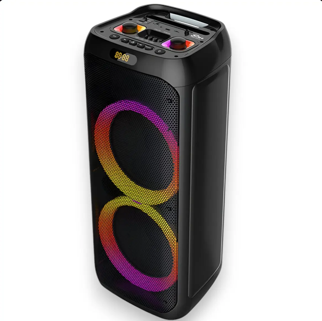 Портативна Bluetooth-колонка SPS ZQS10209 50 Вт з мікрофонами та LED підсвічуванням 6000 mAh Black (10379) - зображення 3