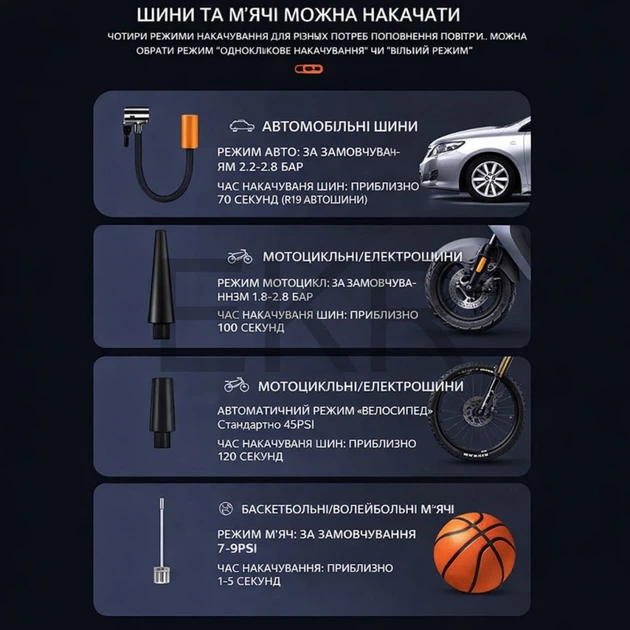 Портативний акумуляторний LED автокомпресор (JU-3463) - изображение 5