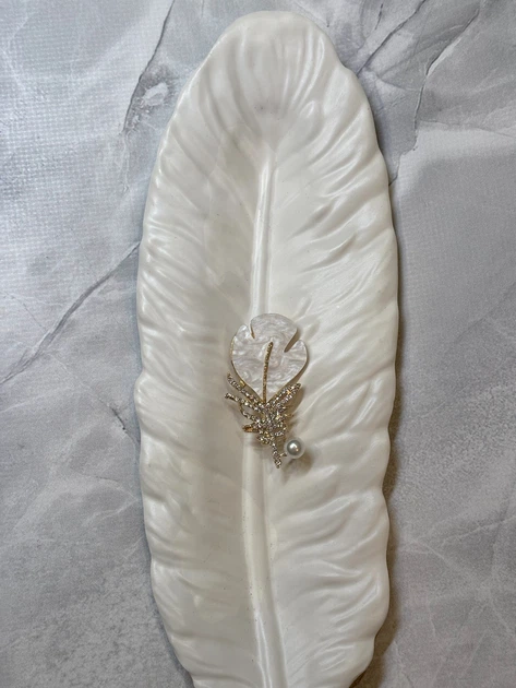 Брошка Mirshine Feather Pearl/Gold - изображение 2