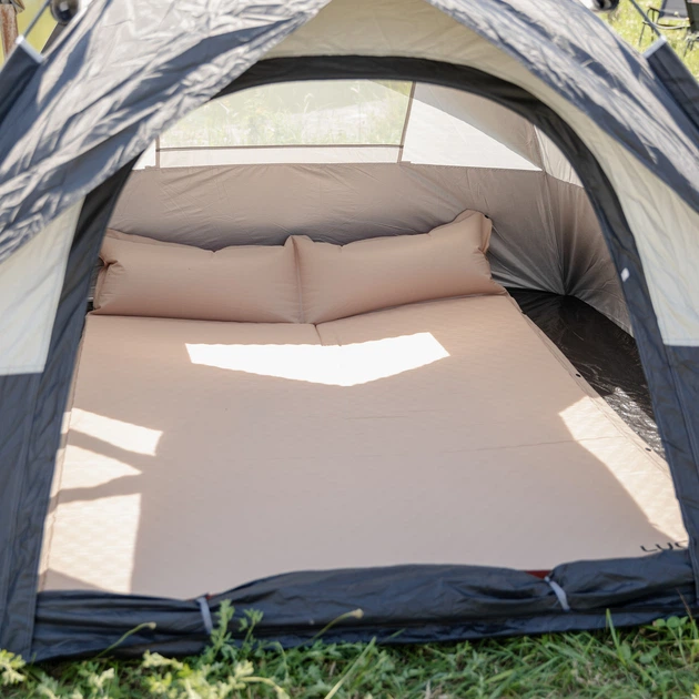 Надувний матрац 190х130 см похідний туристичний Camping килимок самонадувний для намету кемпінгу відпочинку сну Бежевий - зображення 4