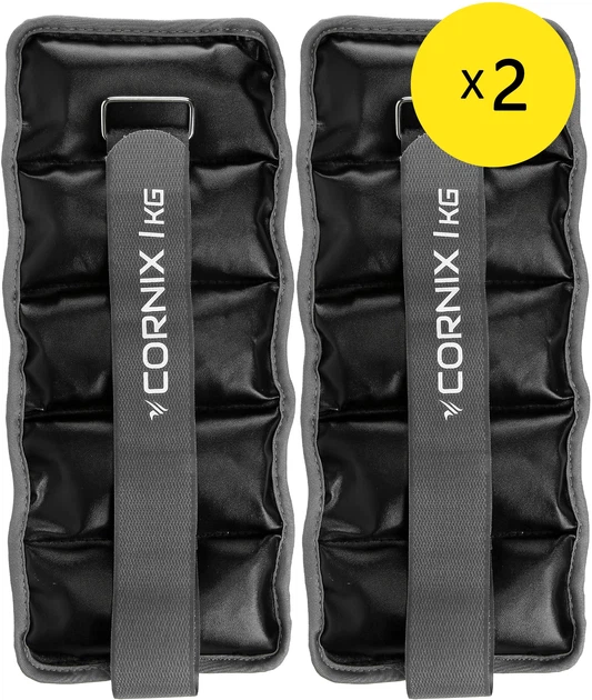 Утяжелители-манжеты для ног и рук Cornix 2 x 1 кг Черно-серые (XR-0397) - изображение 2