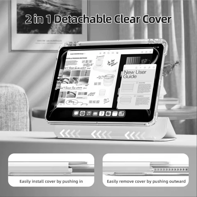 Раздвижной чехол обложка Pulling Separation Y-Fold + Right Pencil Holder BBM1 для iPad 10 2022/2024 10.9"/iPad 11" 2025 (A16) Серый - изображение 4