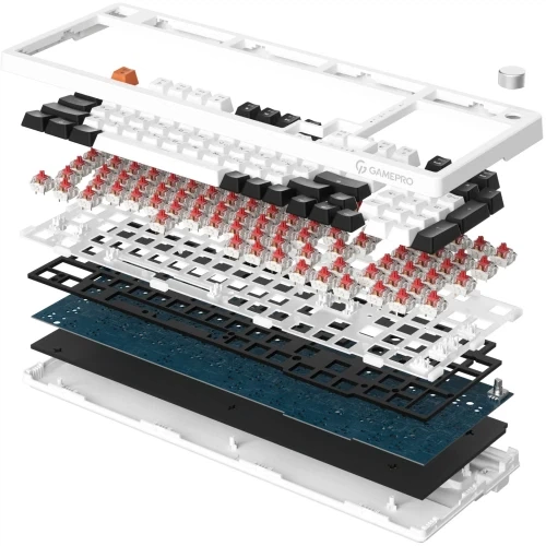 Клавіатура GamePro MK170B, Black/White, USB, механічна (перемикачі Outemu Red), RGB-підсвічування, 97 кнопок, регулятор гучності, змінні перемикачі, 1.8 м, UK/EN - Фото 3 Клавіатура GamePro MK170B, Black/White, USB, механічна (перемикачі Outemu Red), RGB-підсвічування, 97 кнопок, регулятор гучності, змінні перемикачі, 1.8 м, UK/EN - зображення 3