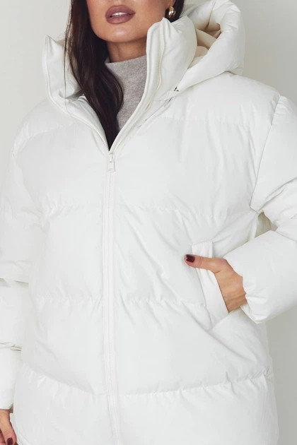 Жіноча зимова куртка з капюшоном Seventeen L-XL Молочний (2000000211282) - зображення 4