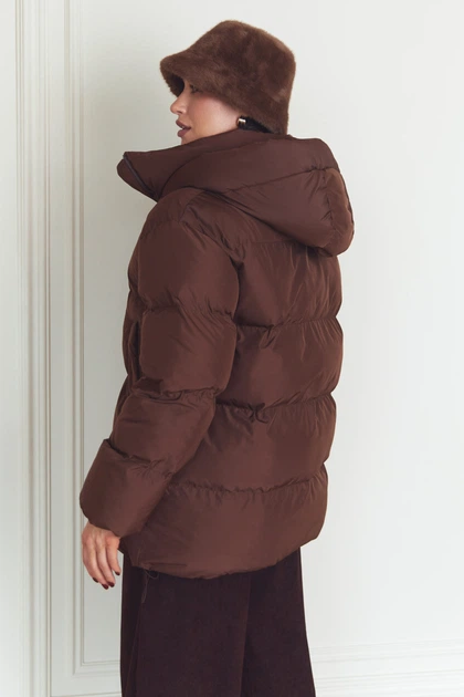 Жіноча зимова куртка з капюшоном Seventeen L-XL Шоколадний (2000000211251) - зображення 4