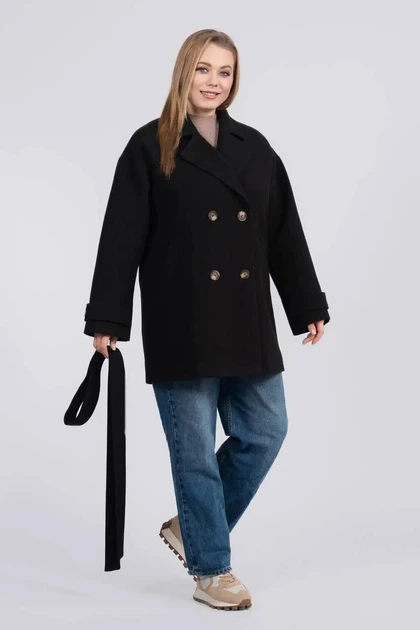 Пальто великих розмірів жіноче демісезонне UF-Fashion 1177-r 54 чорний - Фото 1 Пальто великих розмірів жіноче демісезонне UF-Fashion 1177-r 54 чорний - зображення 1