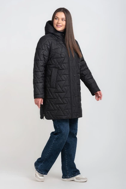 Жіноча куртка демісезонна великого розміру UF-Fashion LR 209 52 чорний - Фото 2 Жіноча куртка демісезонна великого розміру UF-Fashion LR 209 52 чорний - зображення 2
