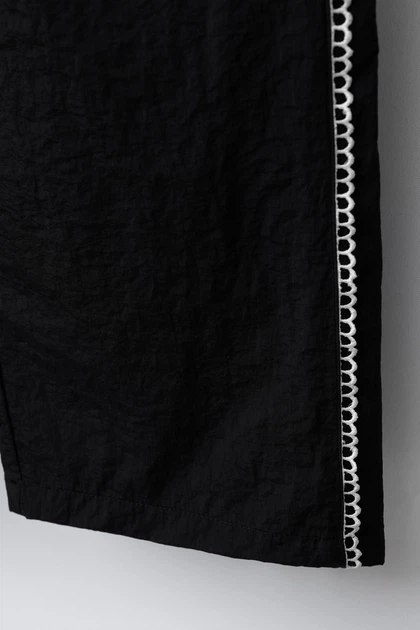 Прямі штани з нейлону з контрастними деталями Zara 3153/710 146см Чорні (03153710800148) - изображение 5
