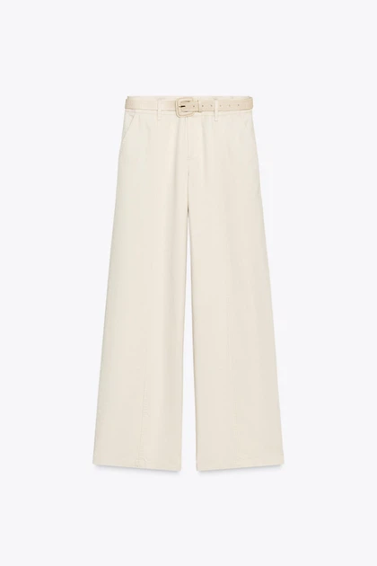 Широкі джинси з ременем Zara 8372/257 L бежеві (08372257712L) - изображение 6