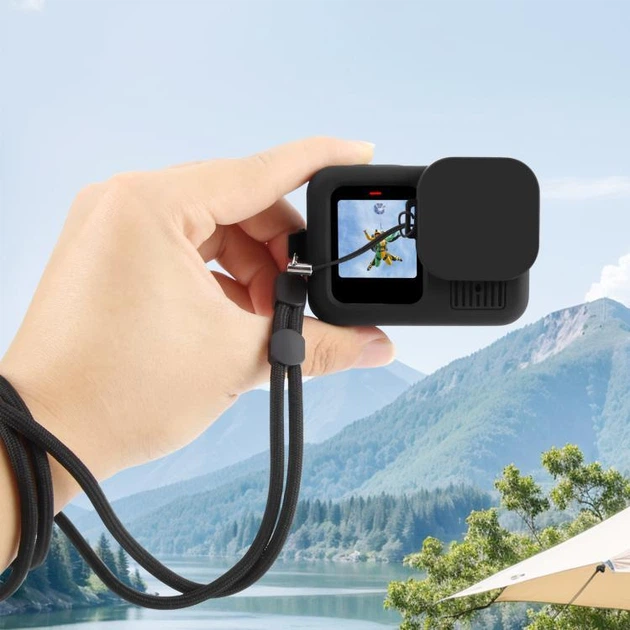 Защитный силиконовый чехол Puluz PU948B для экшн-камеры GoPro HERO13 Black с ремешком на запястье и крышкой объектива - изображение 8