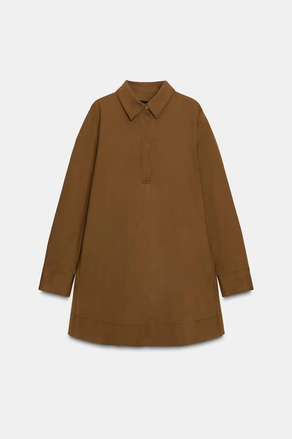 Поплінова сукня-сорочка zw collection Zara 9210/588 XS коричнева (09210588723XS) - Фото 6 Поплінова сукня-сорочка zw collection Zara 9210/588 XS коричнева (09210588723XS) - зображення 6