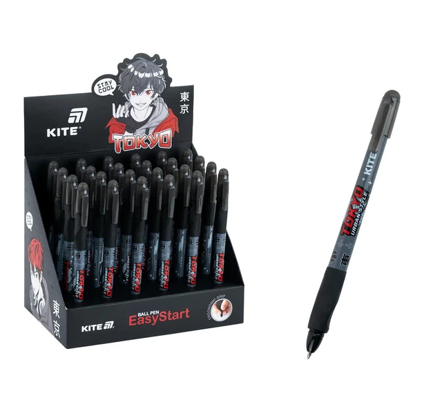Ручка кулькова Kite EasyStart Tokyo 0,7 мм синя (K26-099-2) - Фото 1 Ручка кулькова Kite EasyStart Tokyo 0,7 мм синя (K26-099-2) - зображення 1