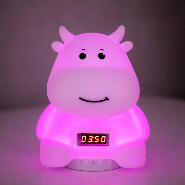 Детский аккумуляторный ночник Коровка с Bluetooth колонкой часами и RGB подсветкой силиконовый - изображение 5