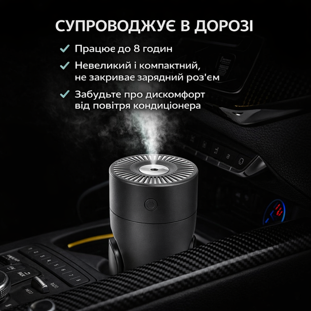 Зволожувач повітря-нічник Shaking Head Humidifier L09 — 220 мл, ультразвуковий, з регульованим нахилом, LED-підсвічування, USB-живлення - изображение 4